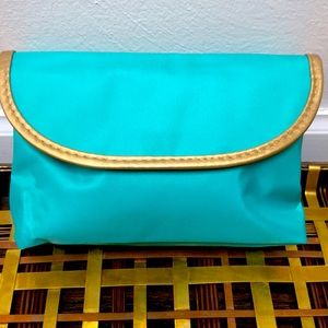 Nordstrom Aqua and Gold Makeup Bag